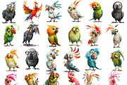 Quirky Funny Parrots Clipart, an Animal Illustration by Fusion Dream (Thumbnail 3 of 7)