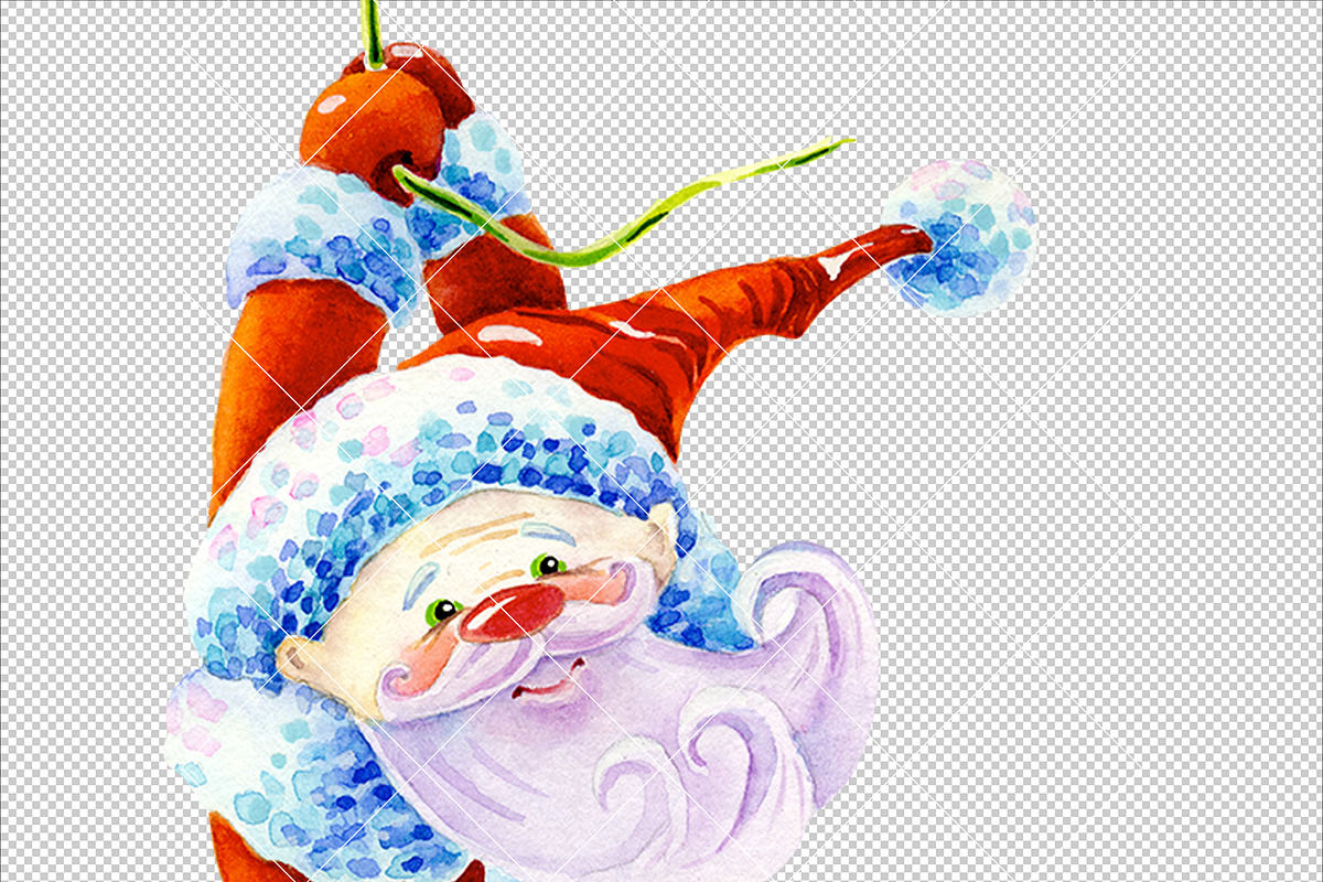 Funny Santas Clipart Watercolor, a Decorative Illustration by ElephantArts (Photo 4 of 10)