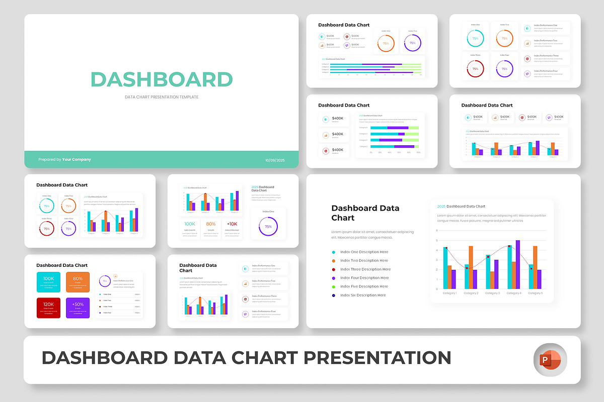 Dashboard Data Chart PowerPoint, a Presentation Template by Premast
