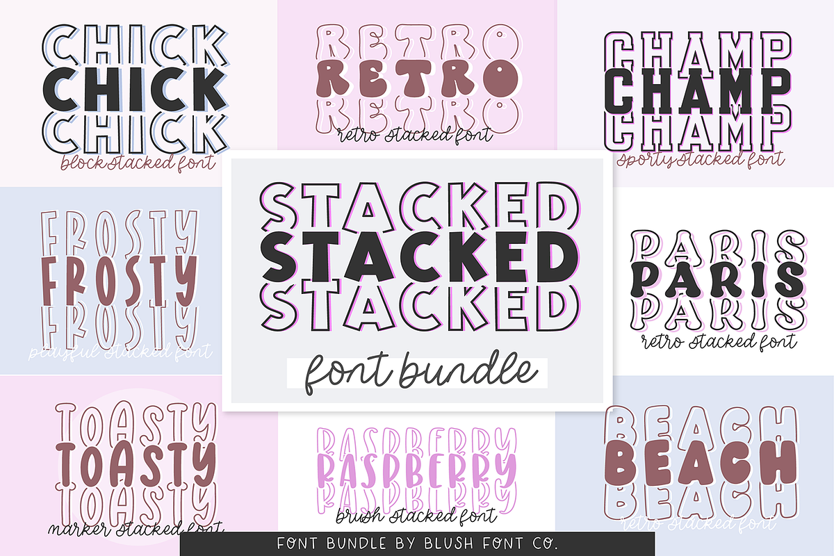 TRENDY STACKED FONT BUNDLE, a Font by Blush Font Co. (Photo 1 of 14)