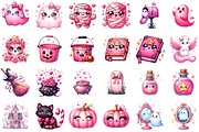 Kawaii Pink Halloween Clipart Bundle, an Illustration by Sublimation Artist (Thumbnail 2 of 6)