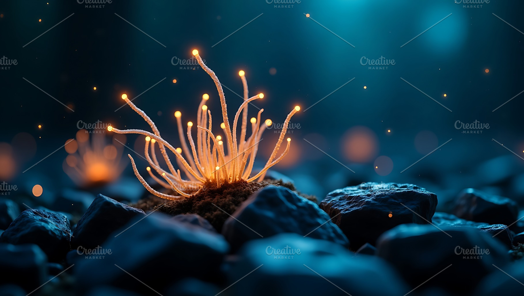 Glowing plant on rocks wallpaper,, a Nature Photo by Artonix