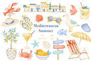 Mediterranean Coastal Clipart, a Seasonal Illustration by ArtGiftsStudio (Thumbnail 1 of 4)