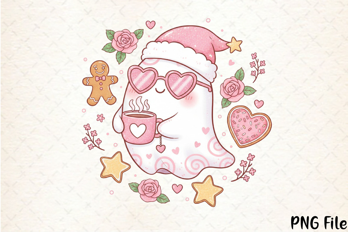 Floral Coquette Pink Ghost Coffee PN, a Seasonal Illustration by YA Design (Photo 1 of 4)