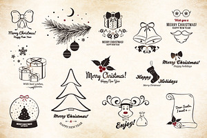 12 Christmas and New Year symbols, a Branding & Logo Template by Restaurant Menu & Logos