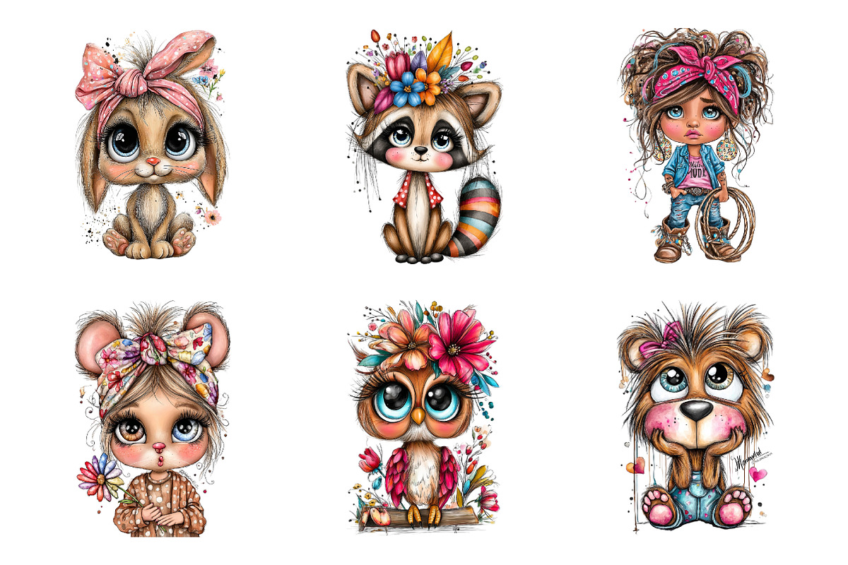 Whimsical Western Kids Clipart PNG, an Illustration by SinaCreation (Photo 4 of 7)