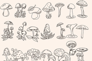 Mushrooms Digital Stamps