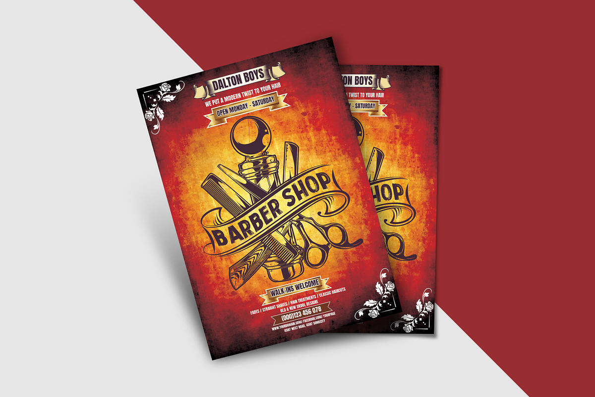 Barber Shop Flyer Template, a Flyer Template by Ultimate Template Shop (Photo 2 of 6)
