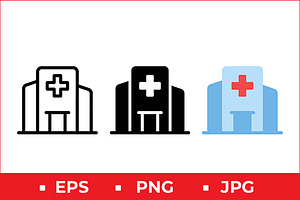 Hospital Building Vector Icon Set, a Solid Icon by Artonix