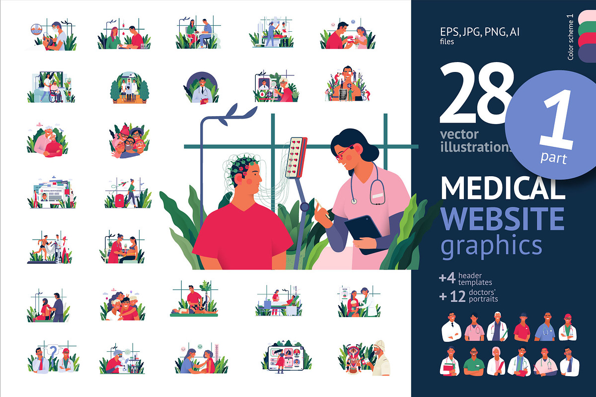 Part 1 Medical website illustrations, a Healthcare Illustration by Grivina's shop (Photo 1 of 37)