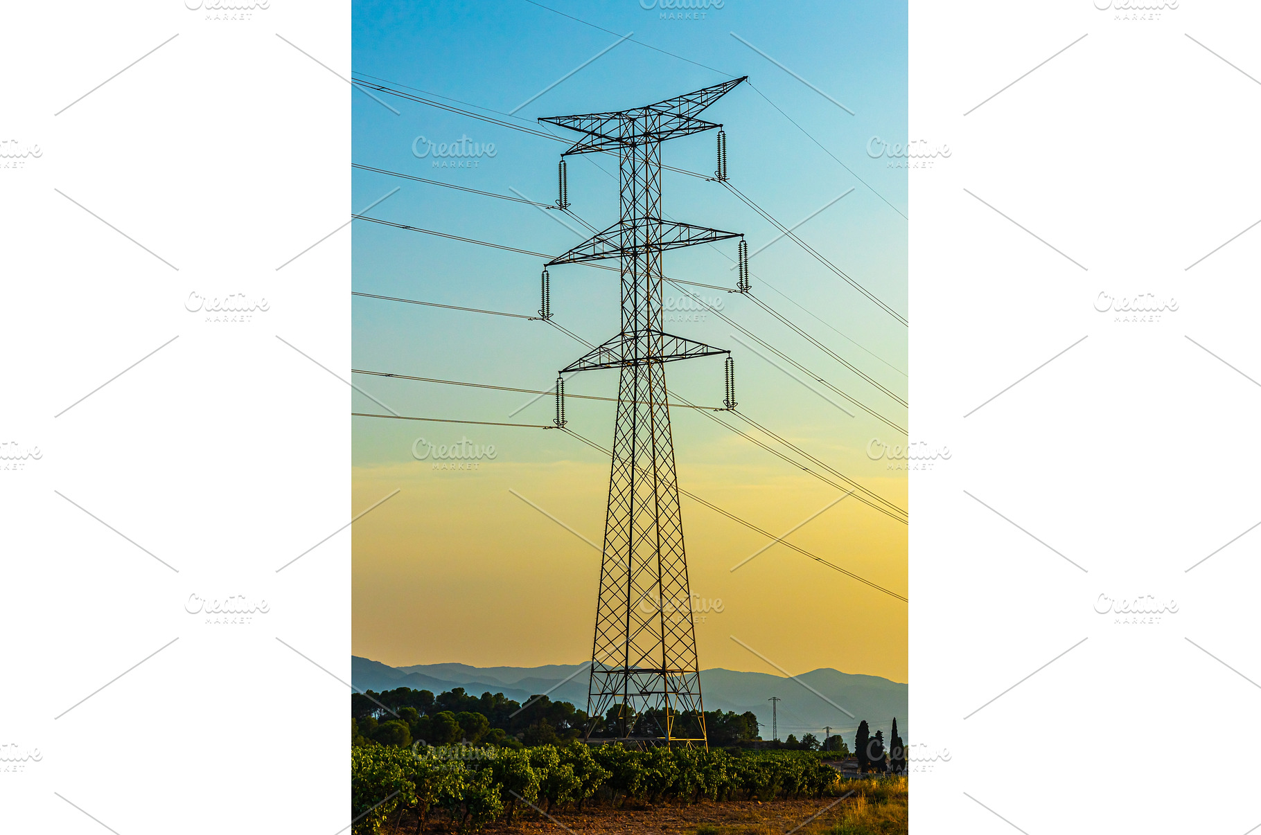 Silhouette of a black electricity, an Industrial Photo by Illustrations&photos