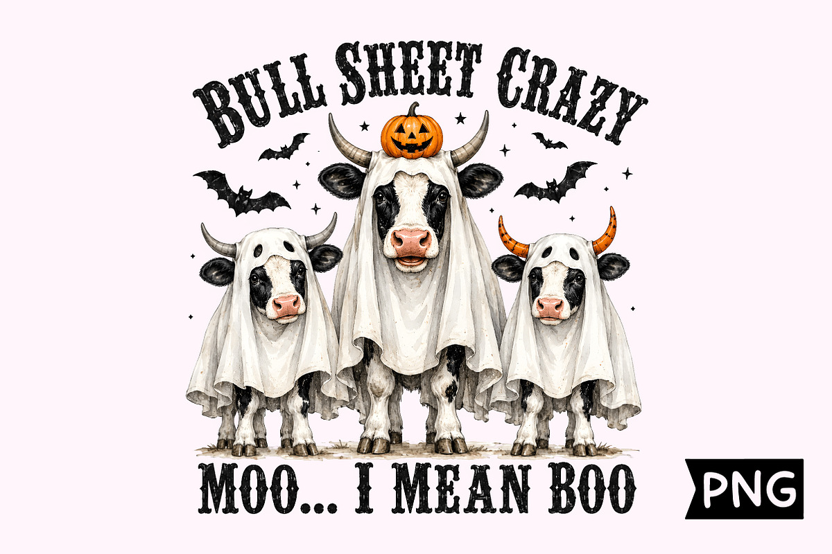 Moo I Mean Boo Halloween Cows Design, a Seasonal Illustration by Creative Art (Photo 1 of 3)