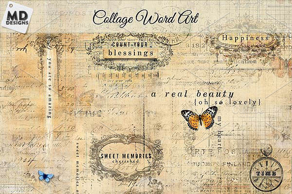Collage Style Vintage Word Art preview 3