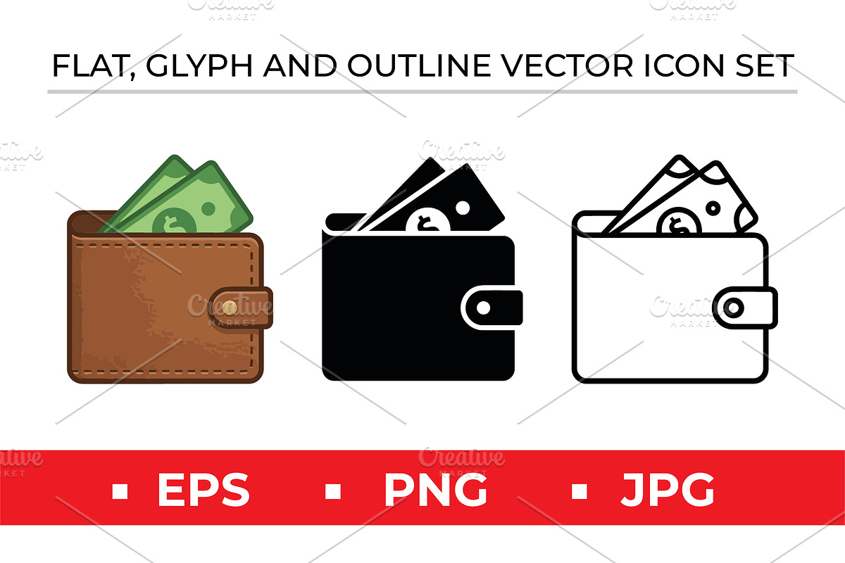 Wallet Icons Set, an Outline Icon by Artonix (Photo 1 of 2)