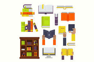 Books vector flat set