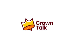 King Crown Talk Chat Bubble Logo