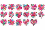 Flowers With Heart Clipart Bundle, an Illustration by Daily.Designs (Thumbnail 3 of 5)