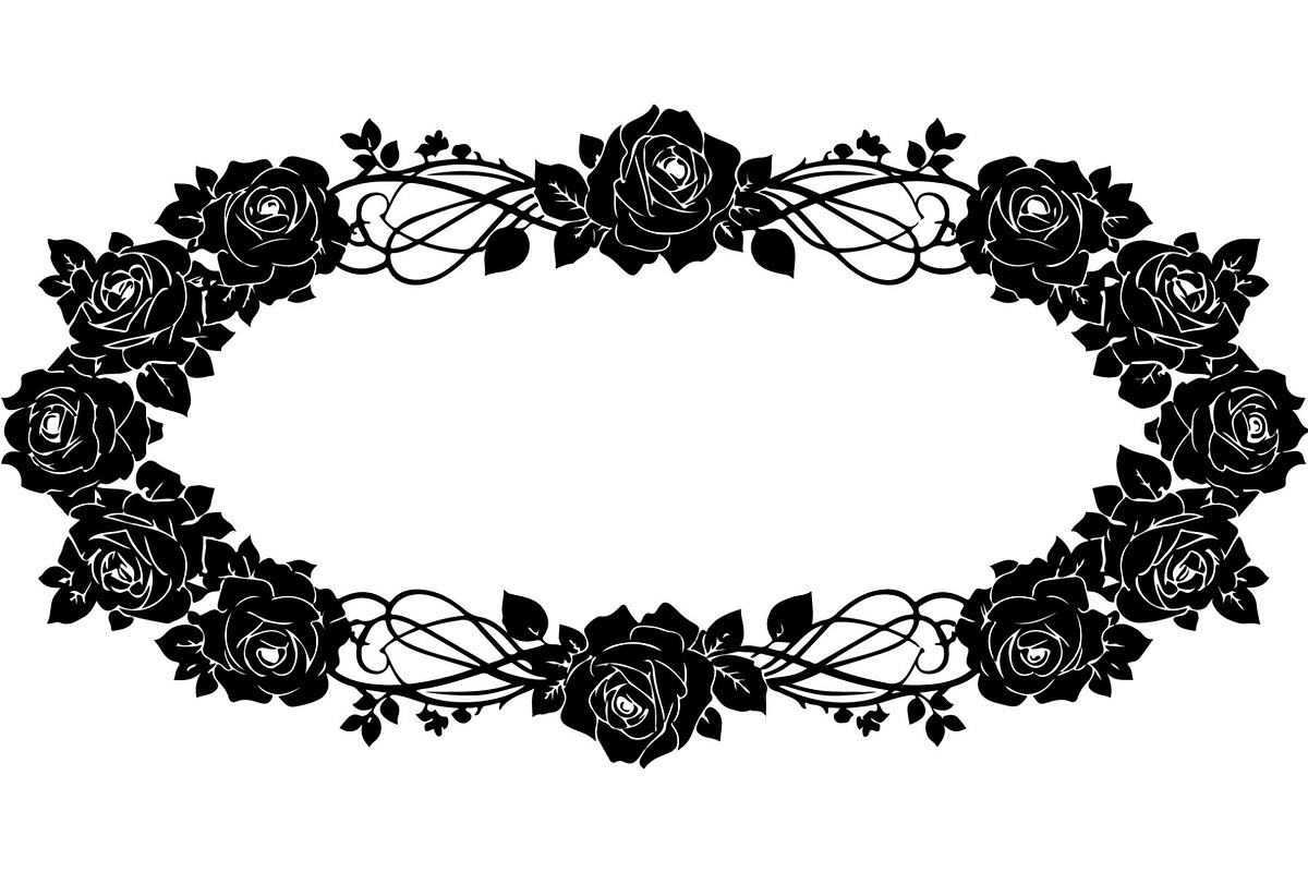 Floral HeartWreath Black Silhouet, a Person Illustration by Designer_Momina (Photo 10 of 20)