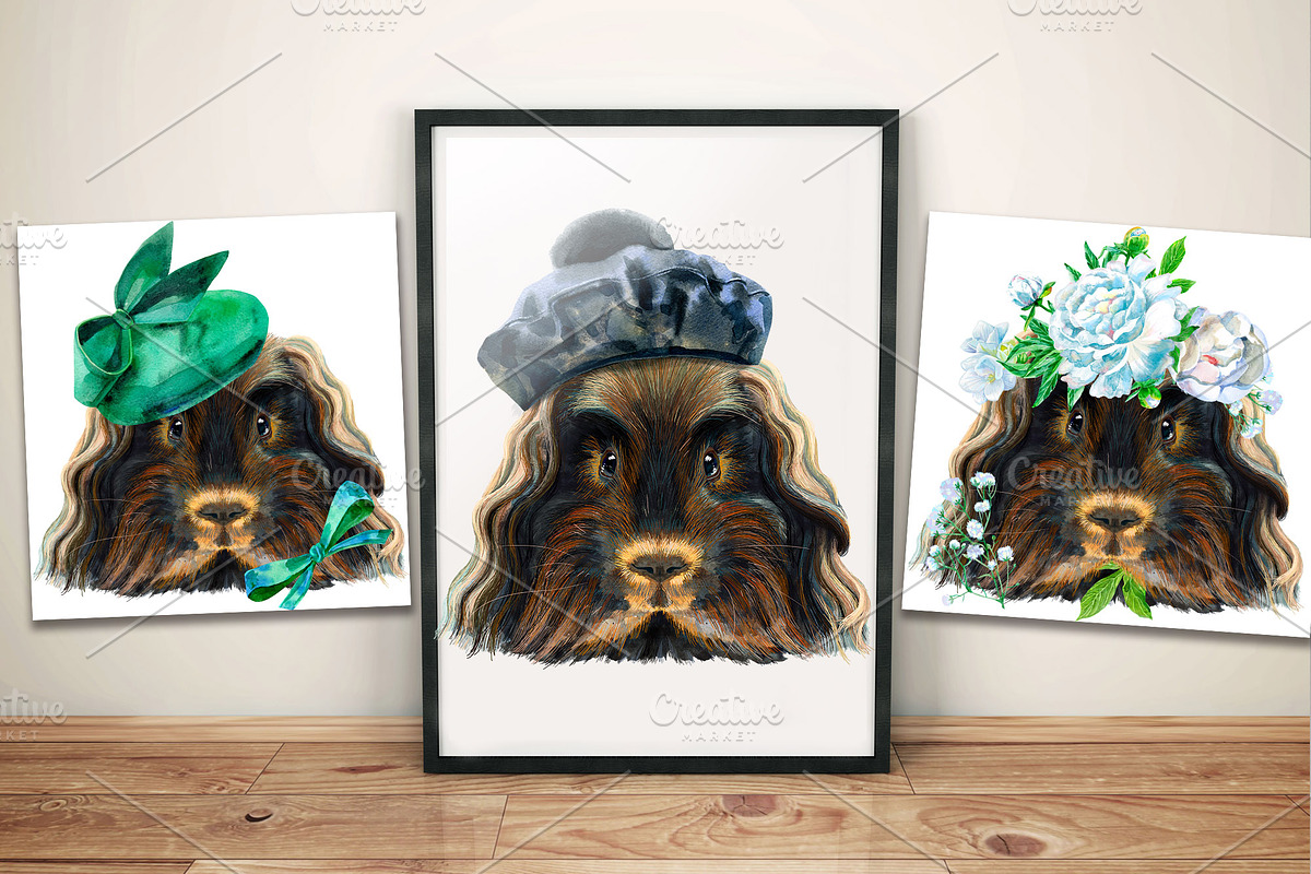 Watercolor merino guinea pig, an Animal Illustration by Watercolor fantasy (Photo 5 of 5)