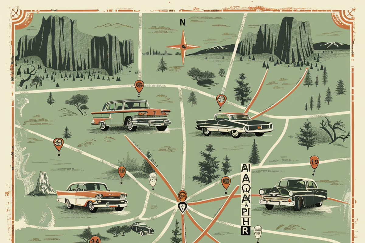Retro Road Trip Map, a Background Graphic by Printable Treasure (Photo 4 of 9)