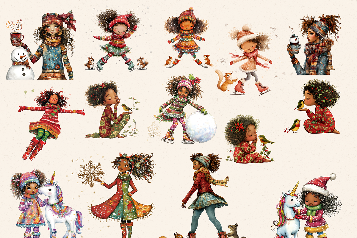 CHRISTMAS FOLK GIRL CLIPART, a Person Illustration by Daring Digies (Photo 2 of 8)