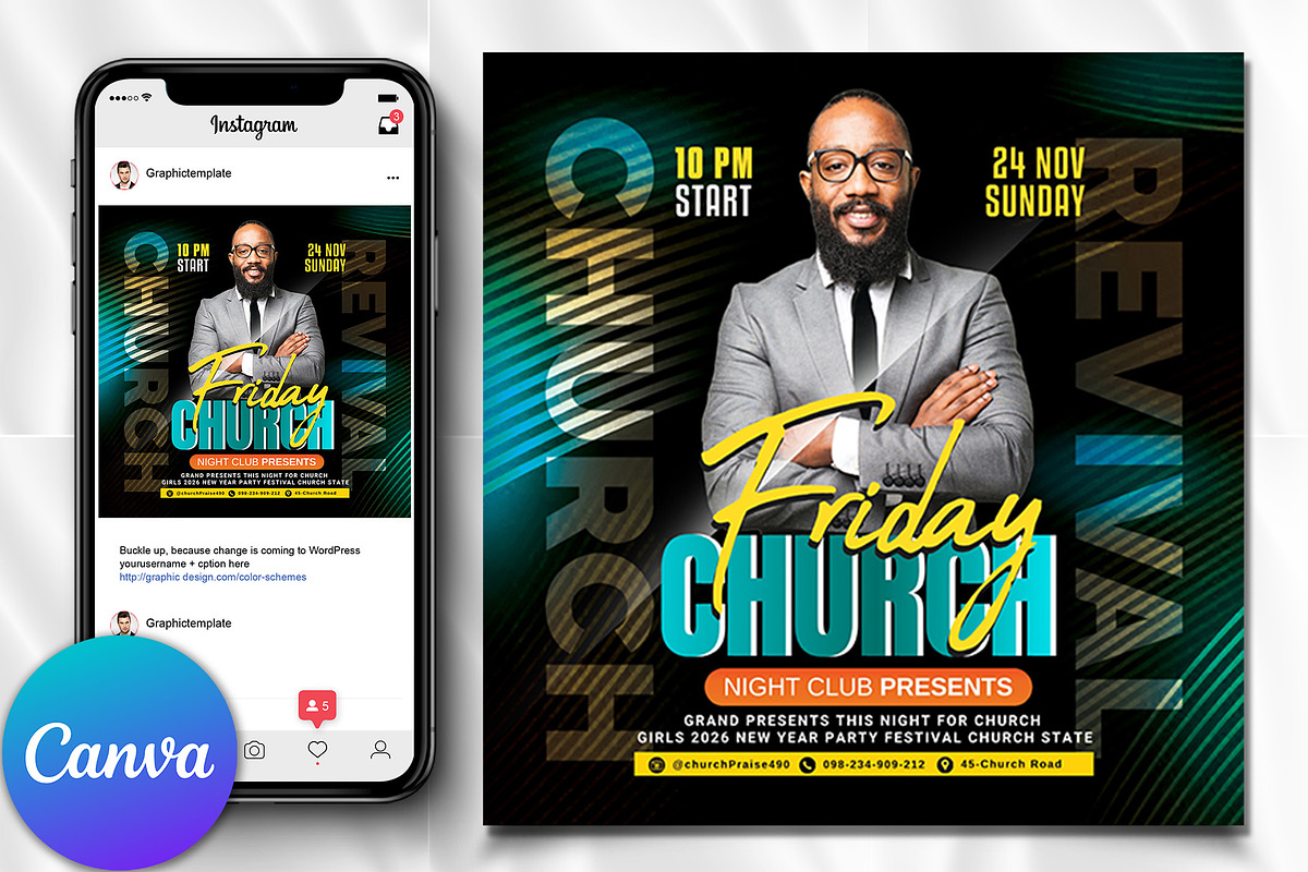 Church Flyer | Canva Flyers, a Social Media Template by Design Up (Photo 1 of 2)