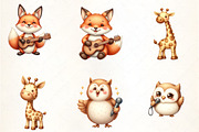 Kawaii Musical Animal Clipart Bundle, an Illustration by CrexoraLab (Thumbnail 2 of 5)