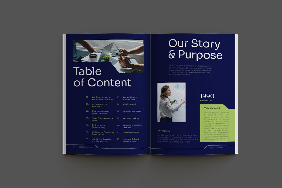 Navy Green Annual Report, a Brochure Template by Neermana (Photo 5 of 11)
