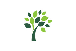 Minimalist green tree logo symbol