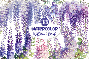 Wisteria Floral Garden Clipart, an Illustration by Dream Creation