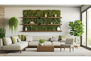 room plant wall frames ai generated, an Architecture Photo by pikepicture