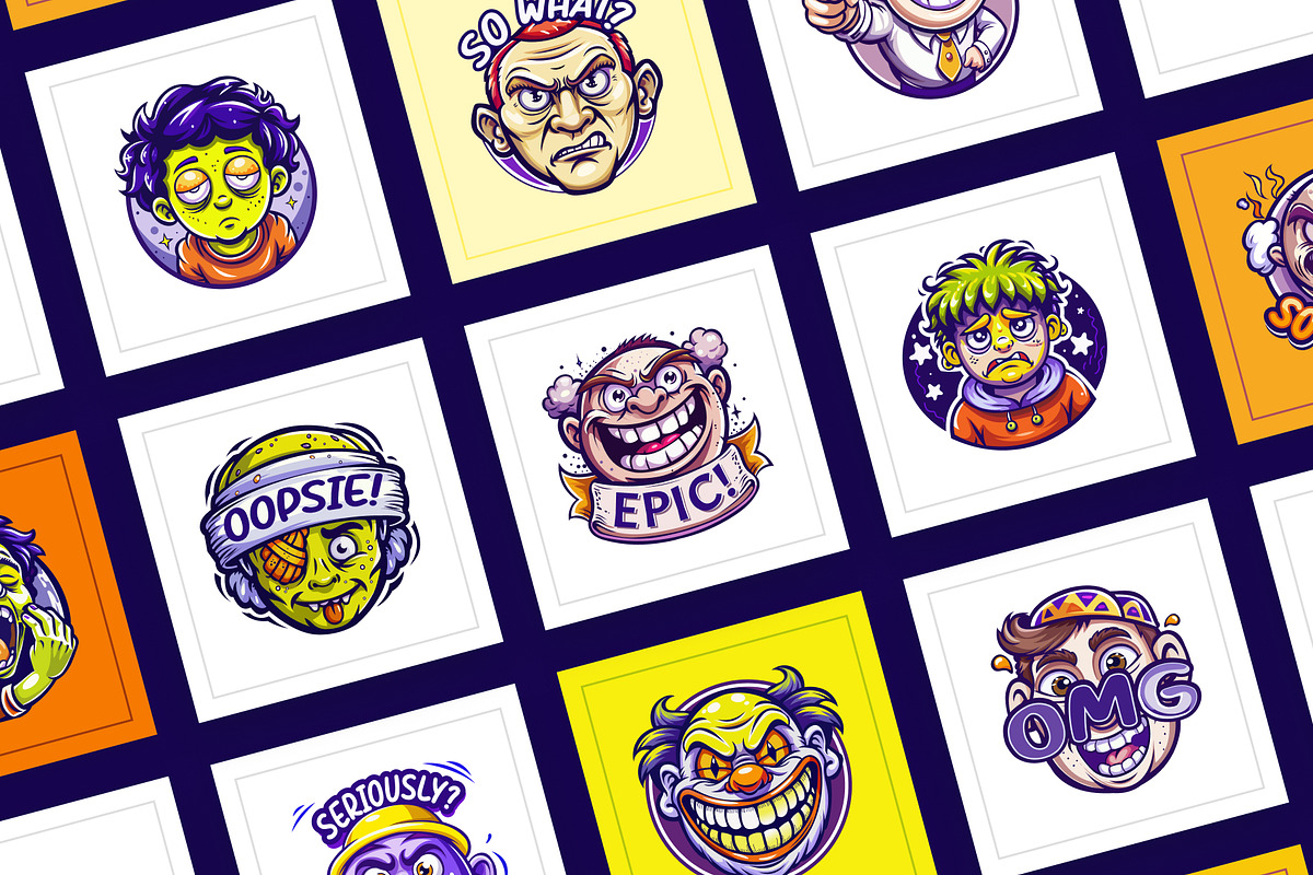 Reaction Stickers Set, an Emoji Icon by Prosymbols (Photo 5 of 9)