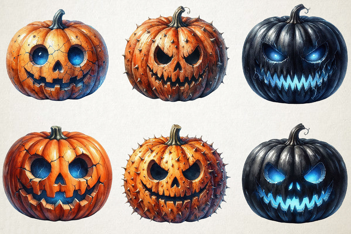 Quirky Pumpkins PNG Clipart, a Seasonal Illustration by RobertsArt (Photo 2 of 7)
