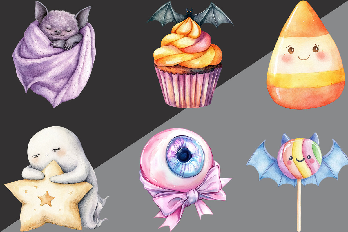 Pastel Halloween Cute Clipart, an Illustration by Black Bird Studio (Photo 2 of 6)