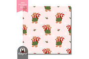 Christmas Bear Candy Cane Seamless, a Pattern Graphic by KisbyArt (Thumbnail 3 of 3)
