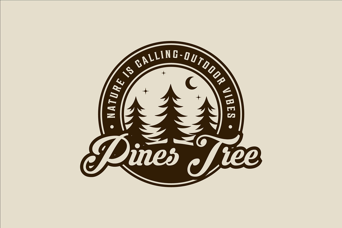 pines tree logo vintage vector, a Branding & Logo Template by zyxroun shop