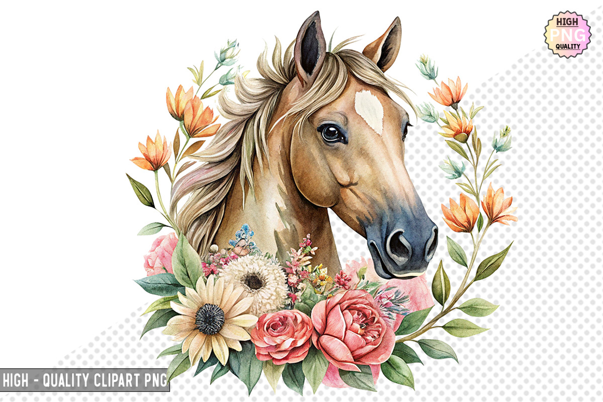 Floral Horses Sublimation Bundle, a Graphic by crative8112 (Photo 4 of 10)