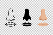Nose and Lips Vector Icon Set, an Object Graphic by Artonix (Thumbnail 3 of 3)