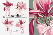 Magnolia Clipart Set, a Seasonal Illustration by Leonaa art (Thumbnail 1 of 10)