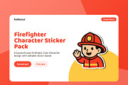 Firefighter Character Sticker Pack, an Illustration by anamwp (Thumbnail 3 of 6)