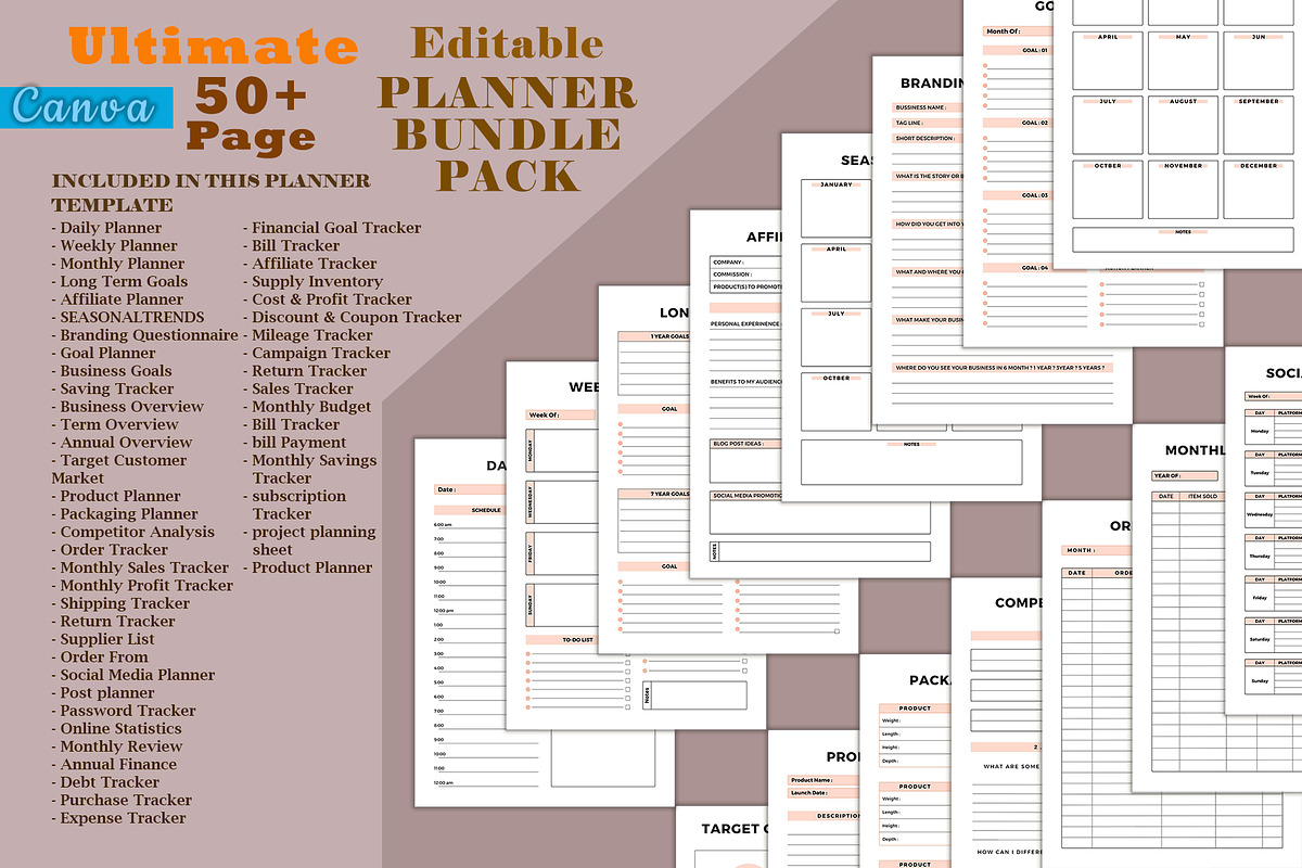 Editable Planner Bundle Pack Vol:10, a Stationery Template by DesignByStore (Photo 1 of 3)