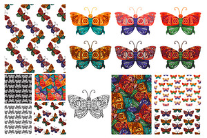 Steampunk Butterfly Patterns Set