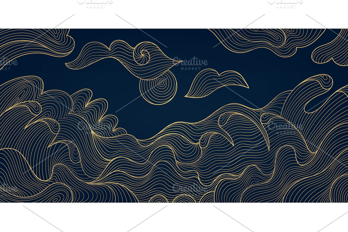 Water And Waves Golden Backgrounds, a Background Graphic by Marylia (Photo 6 of 22)