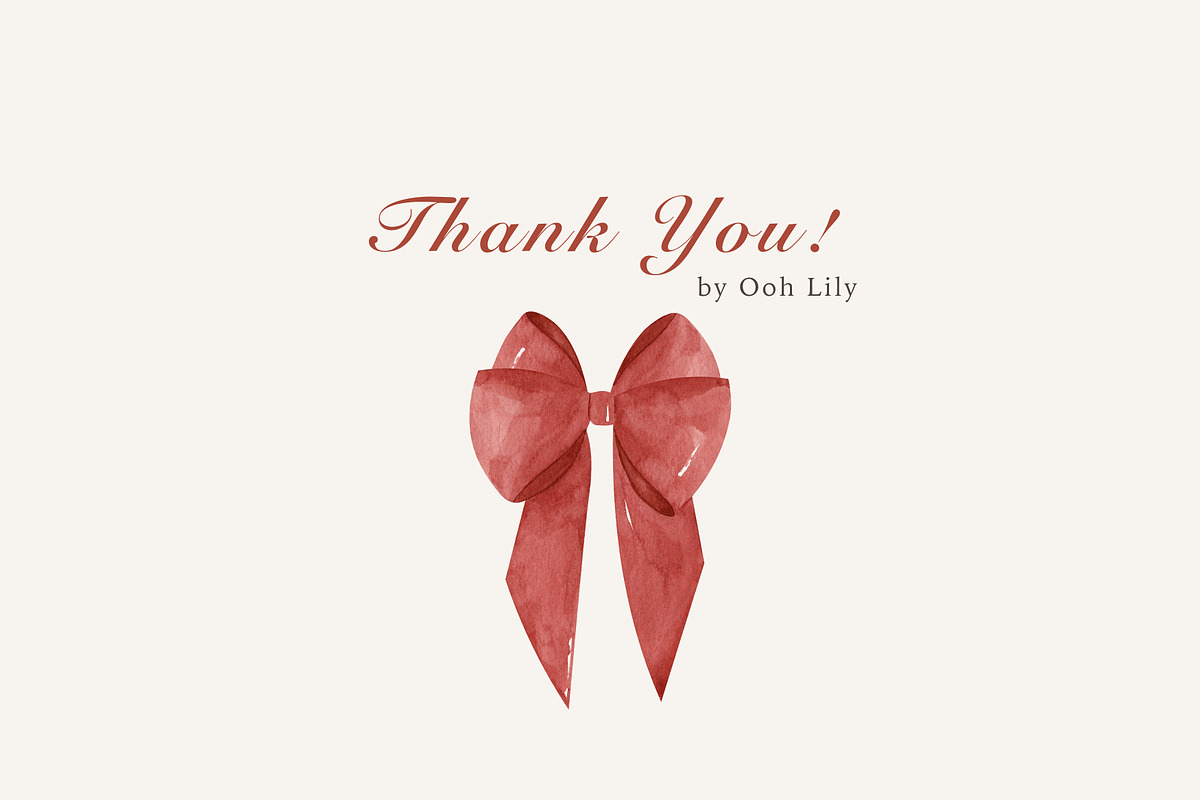 Red Bows Ribbon Watercolor Clipart, a Decorative Illustration by Ooh Lily (Photo 16 of 16)
