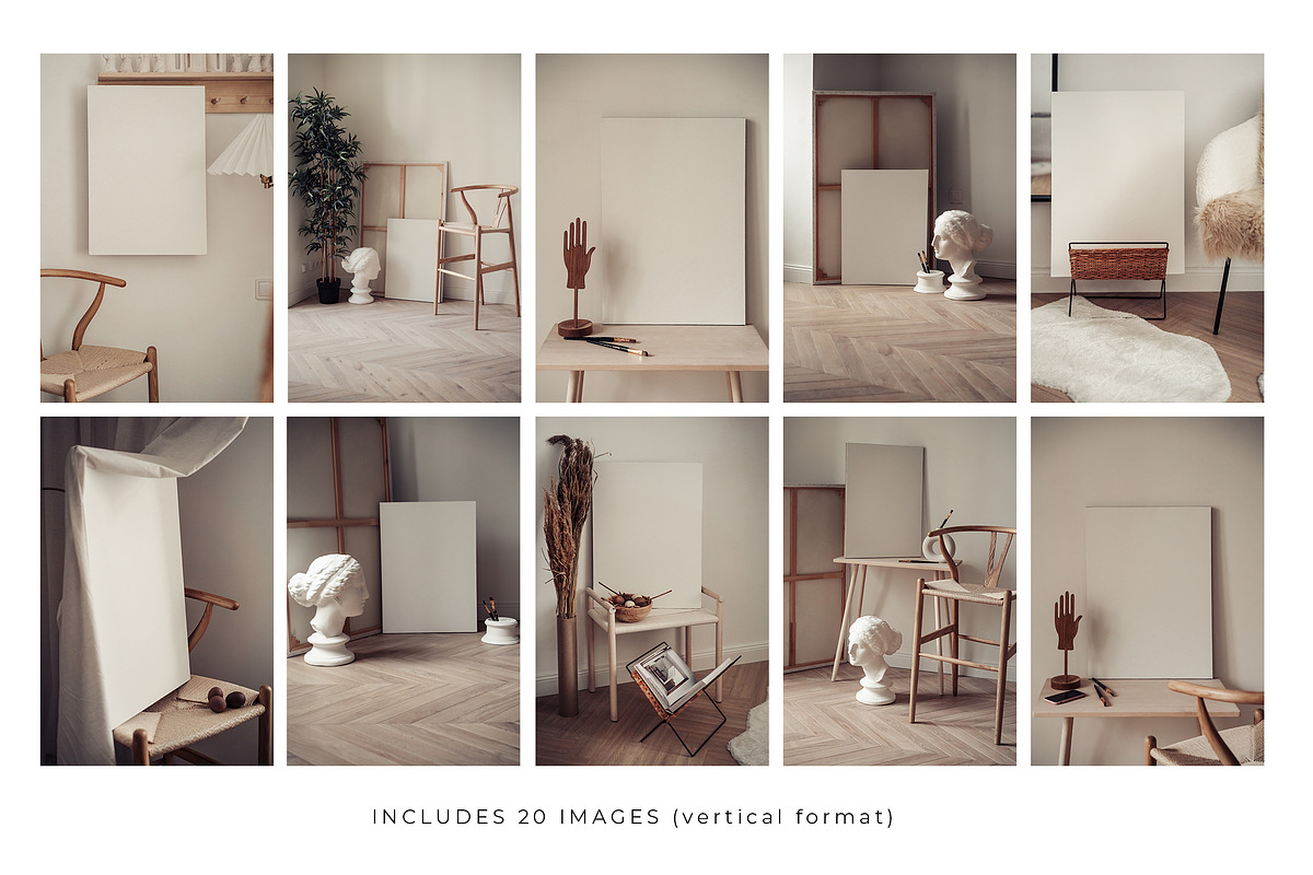 WHITE CANVAS. MOCKUP BUNDLE., a Poster Template by OntheMoon (Photo 2 of 10)