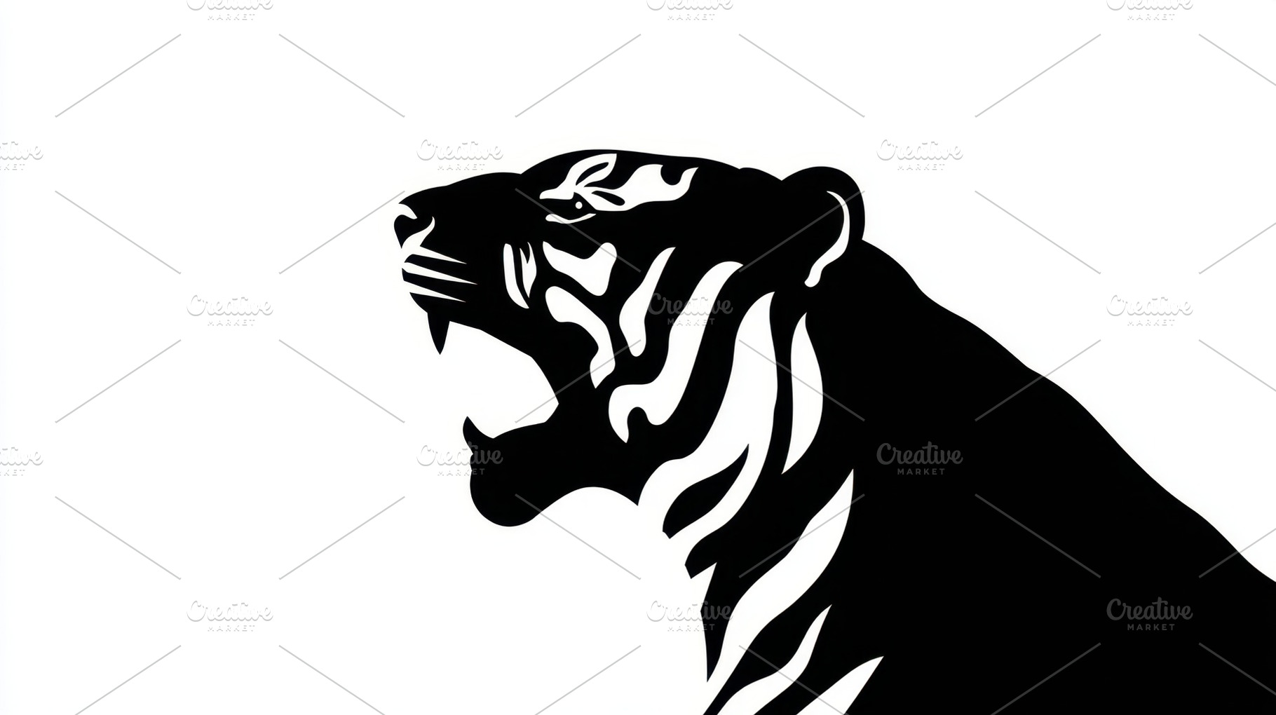 Tiger roaring in black silhouette, a Photo by Beautiful things