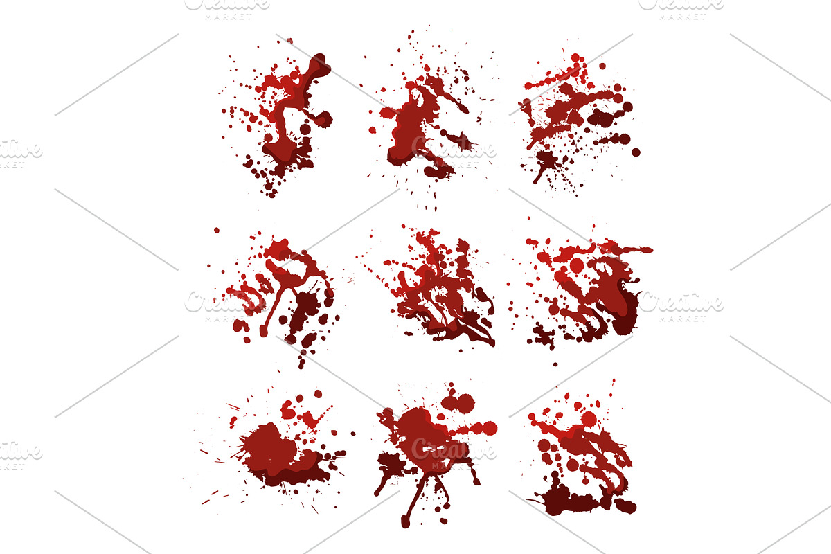 Blood splatter marks and red liquid, an Illustration by pikepicture