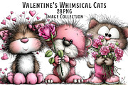Valentine's Whimsical Cats Clipart, an Illustration by Dream Creation (Thumbnail 1 of 7)