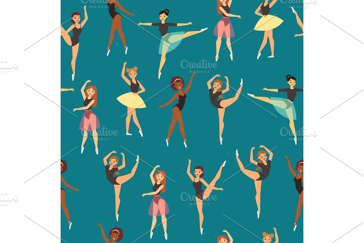 Ballerinas seamless pattern, woman, a Decorative Illustration by RocketArt