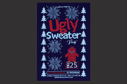 Ugly Sweater Christmas Flyer, a Flyer Template by DSGraphicDesign